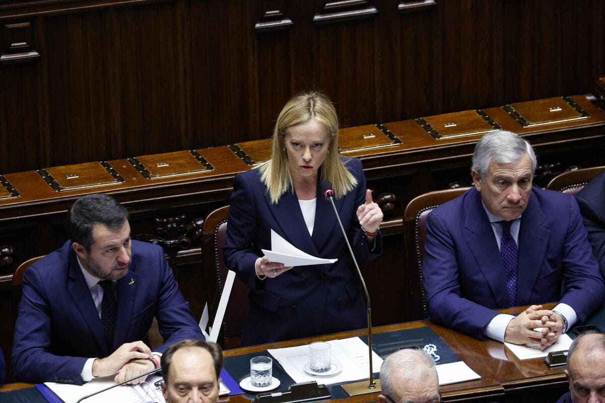 Matteo Salvini, Giorgia Meloni, Antonio Tajani, 25 ottobre 2022 (ansa)
