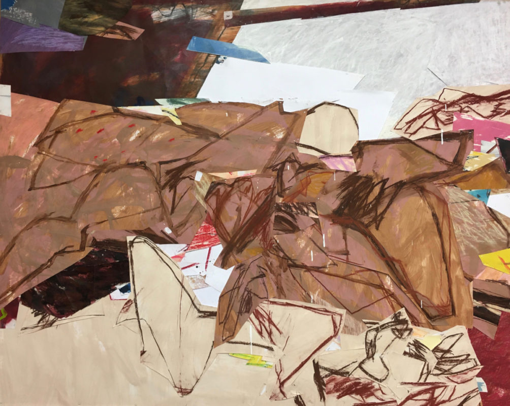 Opera di Gérard Venturelli (200x250 cm) esposta nella mostra “Vertigini della fuga“, al Forte di Santa Tecla, Sanremo, fino al 6 settembre 2023