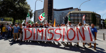 Presidio del Pd davanti alla Regione Lazio per richiedere le dimissioni di Marcello De Angelis, Roma, 9 agosto 2023