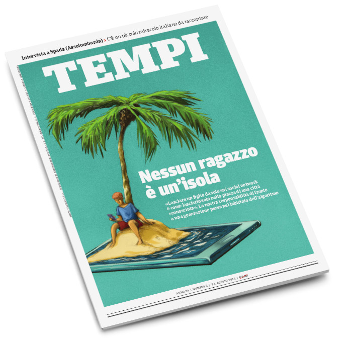 La copertina del numero di agosto 2023 di Tempi, dedicata a social network e giovani