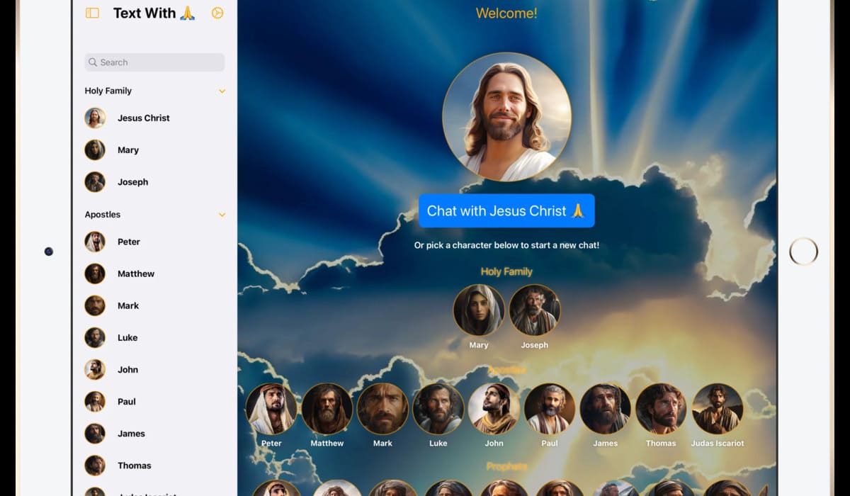 Una schermata dell'app Text With Jesus