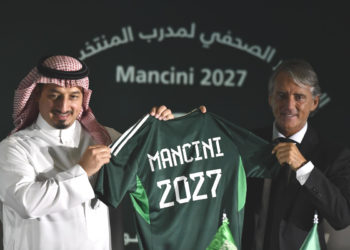 La presentazione a Riyadh di Roberto Mancini, nuovo ct dell’Arabia Saudita, 28 agosto 2023