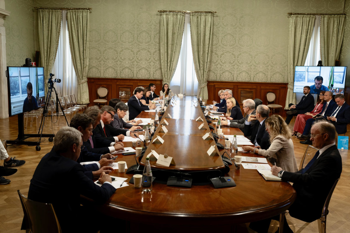 L'incontro tra governo e opposizioni sul salario minimo a Palazzo Chigi, Roma, 11 agosto 2023