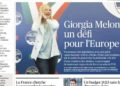 La prima pagina del Figaro sulla vittoria di Giorgia Meloni un anno fa