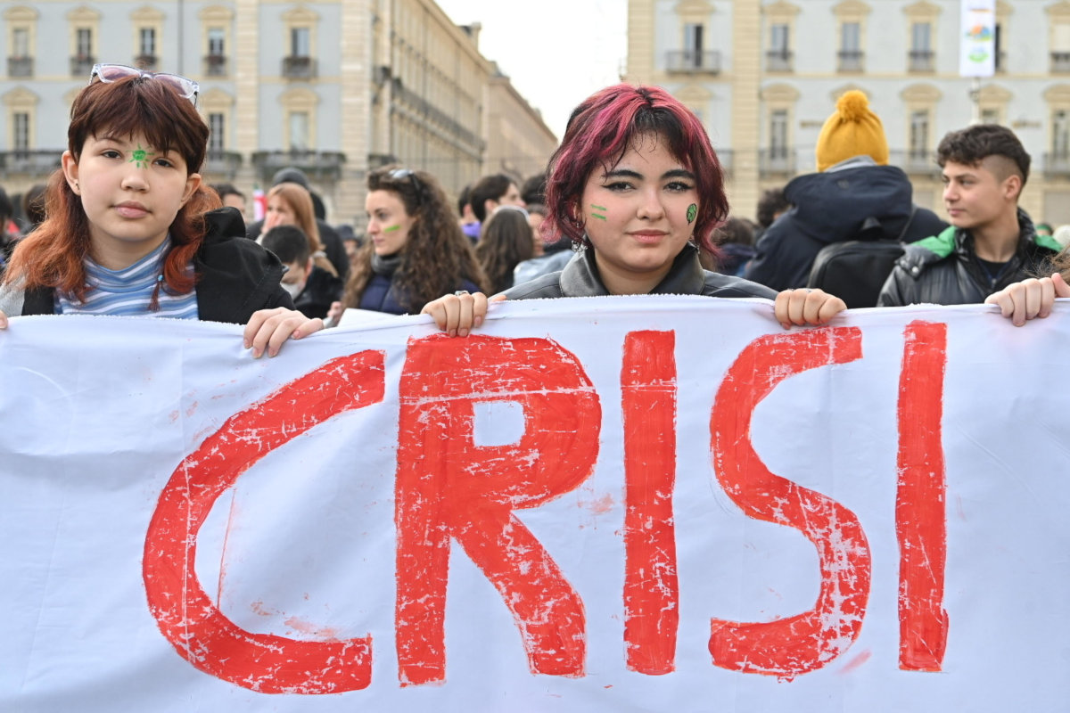 Marcia degli ambientalisti di Fridays for future e Extinction Rebellion a Torino il 3 marzo scorso