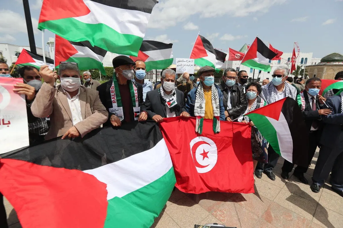 Dimostrazione pro Hamas a Tunisi, Tunisia (Ansa)