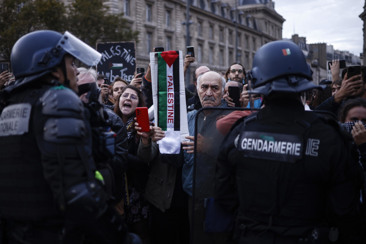 Manifestazione pro Palestina in place de la République, Parigi, 19 ottobre 2023