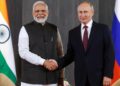 Il premier dell'India, Narendra Modi, insieme a Vladimir Putin, presidente della Russia
