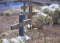 Croci sulle sepolture dei migranti vittime dei naufragi nel cimitero di Lampedusa