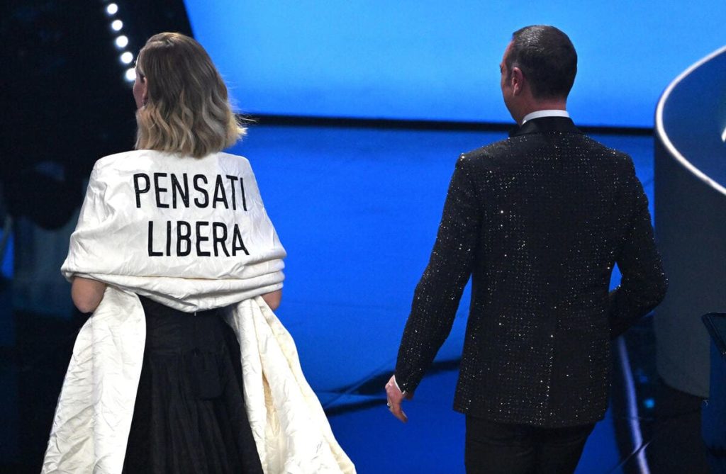 Chiara Ferragni e Amadeus al Festival di Sanremo, 2023 (Ansa)