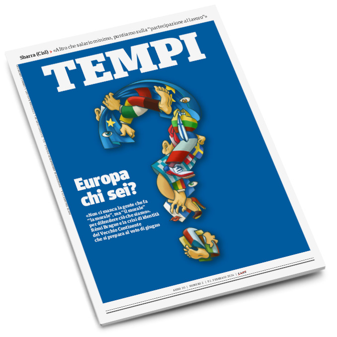 La copertina del numero di febbraio 2024 di Tempi, dedicata alle elezioni europee con intervista a Rémi Brague