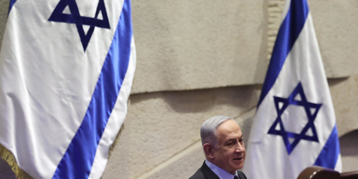 Il primo ministro israeliano Benjamin Netanyahu alla Knesset, 19 febbraio 2024