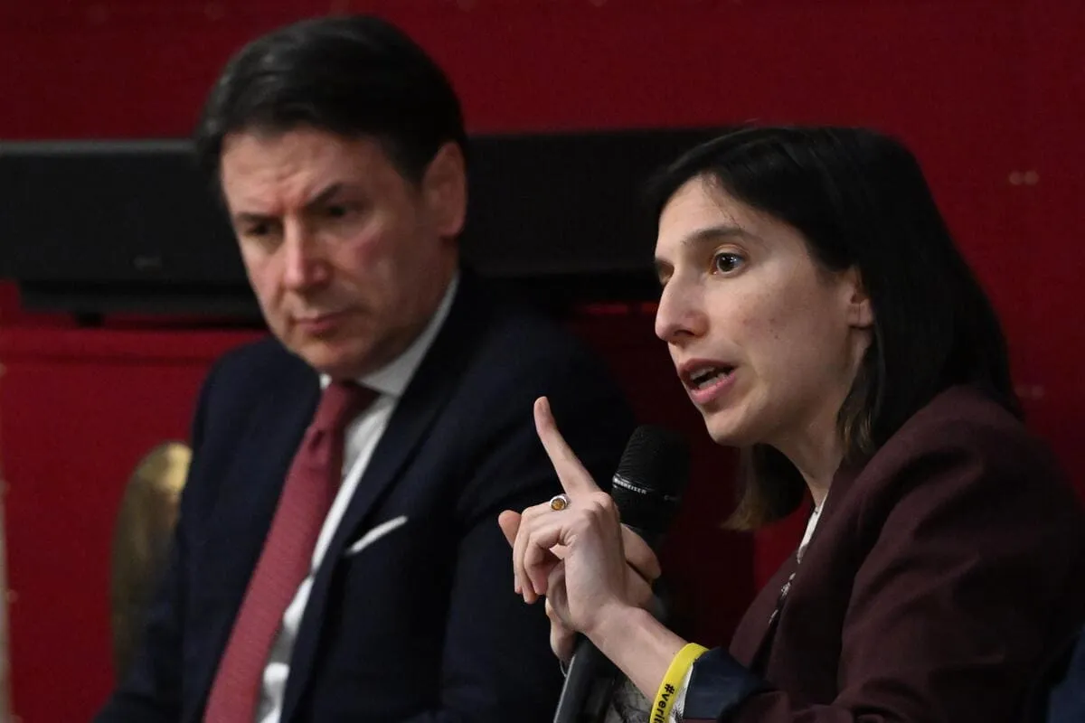 Giuseppe Conte con Elly Schlein, Roma, 30 gennaio 2024 (Ansa)