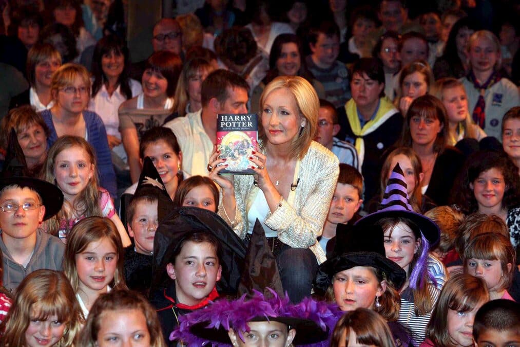 20 luglio 2007, J. K. Rowling all’evento di lancio di "Harry Potter e i Doni della Morte", l’ultimo della serie 