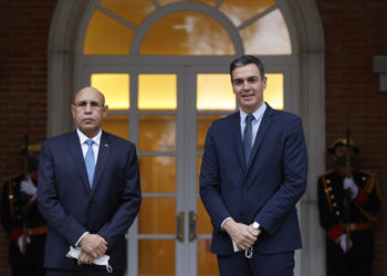 Il primo ministro spagnolo Pedro Sánchez a Madrid con il presidente della Mauritania Mohamed Ould Ghazouani nel 2022