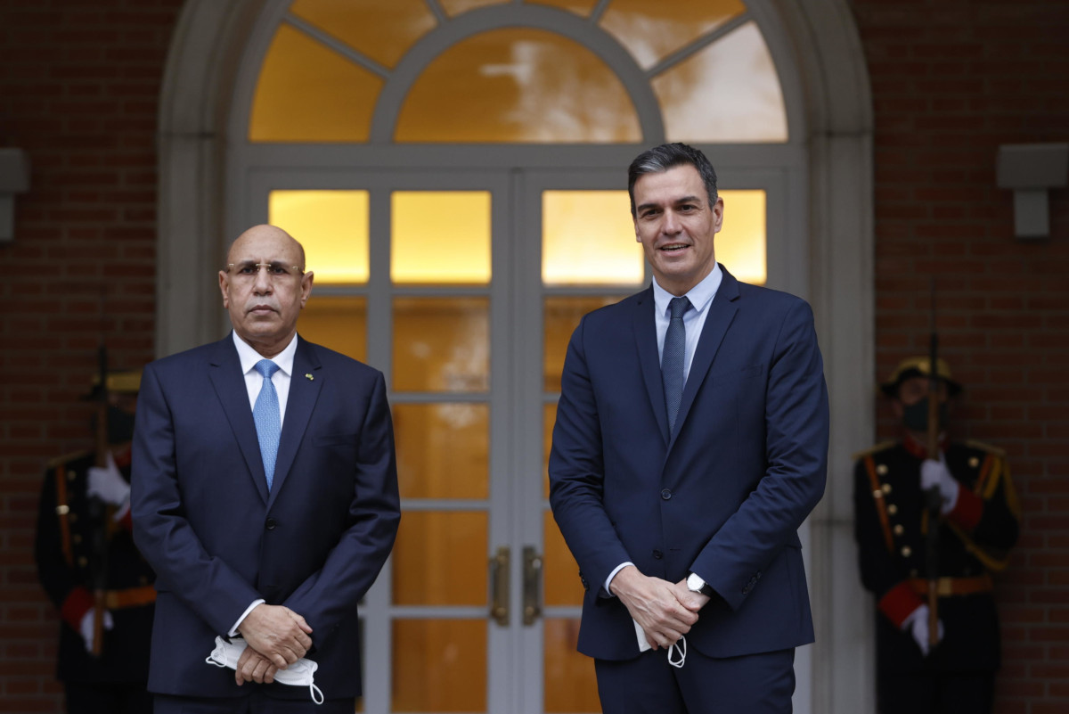 Il primo ministro spagnolo Pedro Sánchez a Madrid con il presidente della Mauritania Mohamed Ould Ghazouani nel 2022