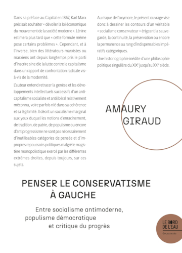 Copertina di “Penser le conservatisme à gauche”, libro di Amaury Giraud