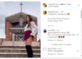 Screenshot del post con il video dell’influencer che si sfila il perizoma davanti alla chiesa
