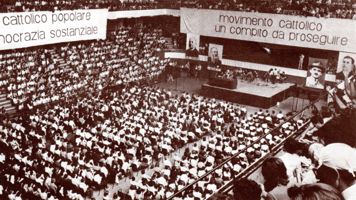 Il convegno “Movimento cattolico: un compito da proseguire” al Palalido di Milano, giugno 1975