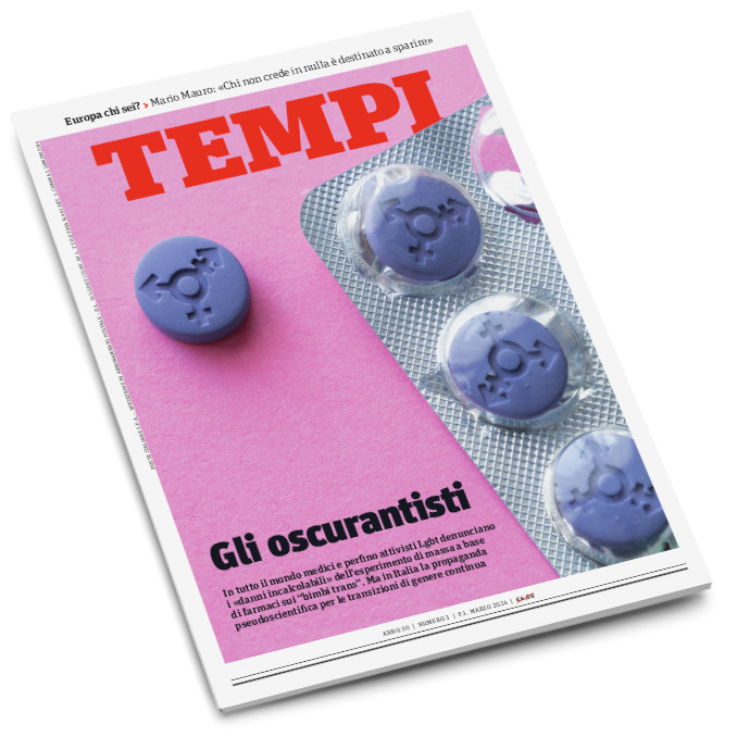 La copertina del numero di marzo 2024 di Tempi, dedicata ai danni delle cure con farmaci per “bambini trans”