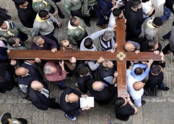 Via Crucis per le vie di Gerusalemme, 29 marzo 2024 (Ansa)