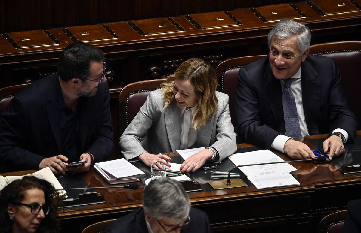 Matteo Salcini, Giorgia Meloni, Antonio Tajani (Ansa)