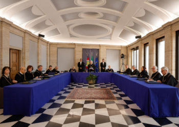 Il presidente Augusto Barbera legge la relazione annuale della Corte costituzionale, Roma, 18 marzo 2024