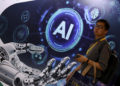 Illustrazione sull’intelligenza artificiale all’expo sulla cybersecurity di Taiwan