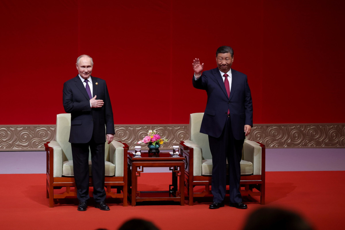 Il presidente russo Vladimir Putin a Pechino con l’omologo cinese Xi Jinping, 16 maggio 2024