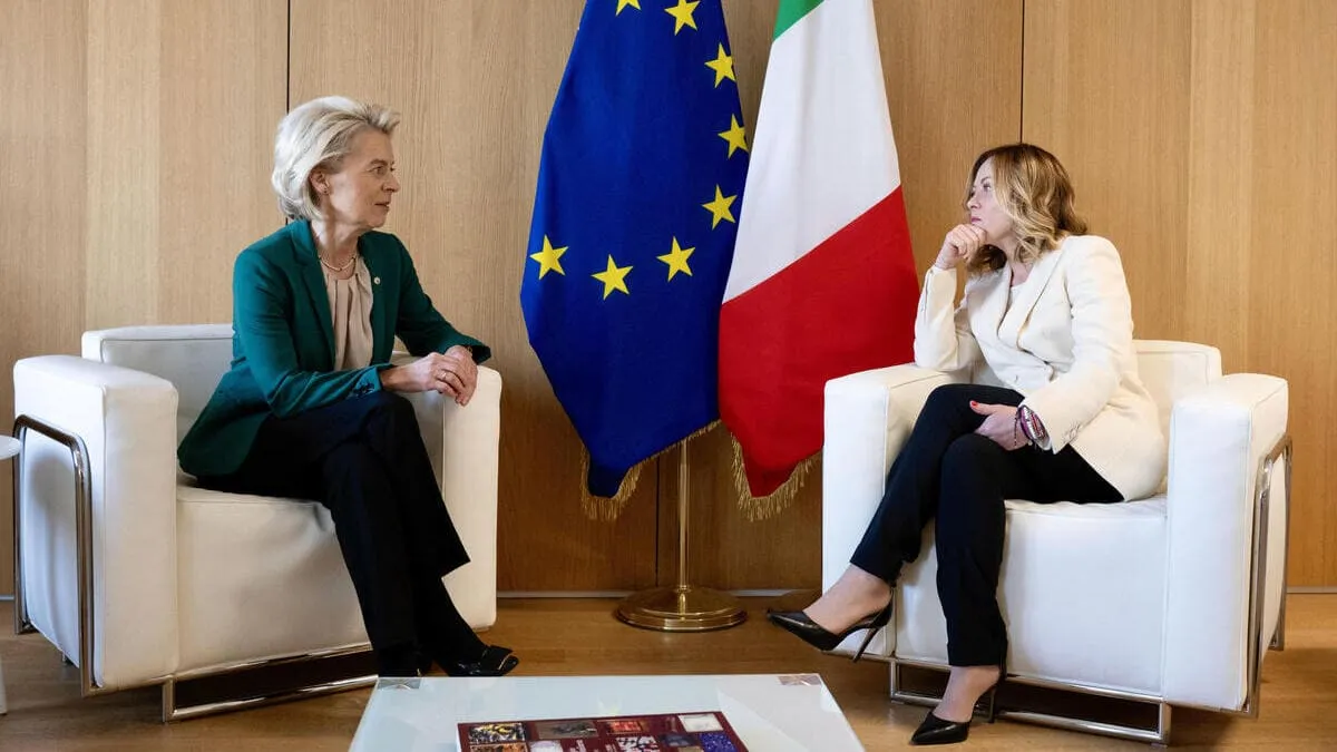 Il premier italiano Giorgia Meloni incontra il presidente della Commissione europea, Ursula von der Leyen