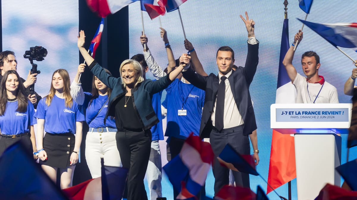 Marine Le Pen e Jordan Bardella, rispettivamente leader e presidente del Rassemblement National