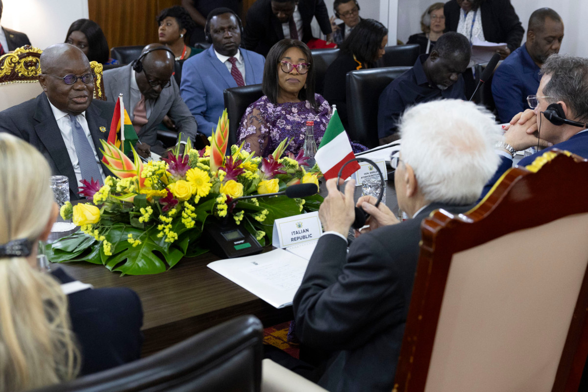 Sergio Mattarella in visita ad Accra incontra Nana Addo Dankwa Akufo-Addo, presidente del Ghana, 5 aprile 2024