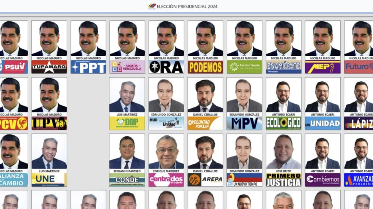 La scheda elettorale per le elezioni presidenziali in Venezuela