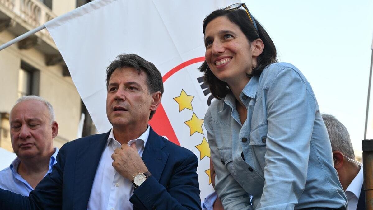 Elly Schlein e Giuseppe Conte, Genova, 18 luglio 2024 (foto Ansa)