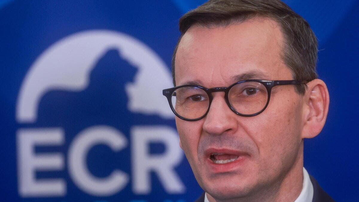 Mateusz Morawiecki, presidente del partito dei Conservatori e Riformisti europei (Ecr) (foto Ansa)