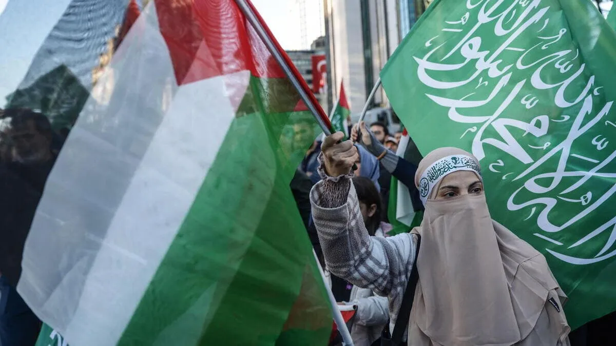 Manifestazione pro Palestina a Istanbul, Turchia, 27 ottobre 2024 (foto Ansa)