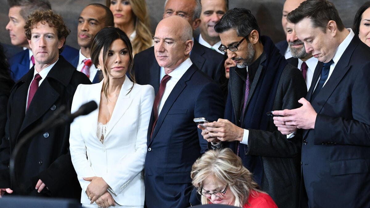 woke Mark Zuckerberg, Lauren Sanchez, Amazon founder Jeff Bezos, Google CEO Sundar Pichai and Tesla and SpaceX CEO Elon Musk