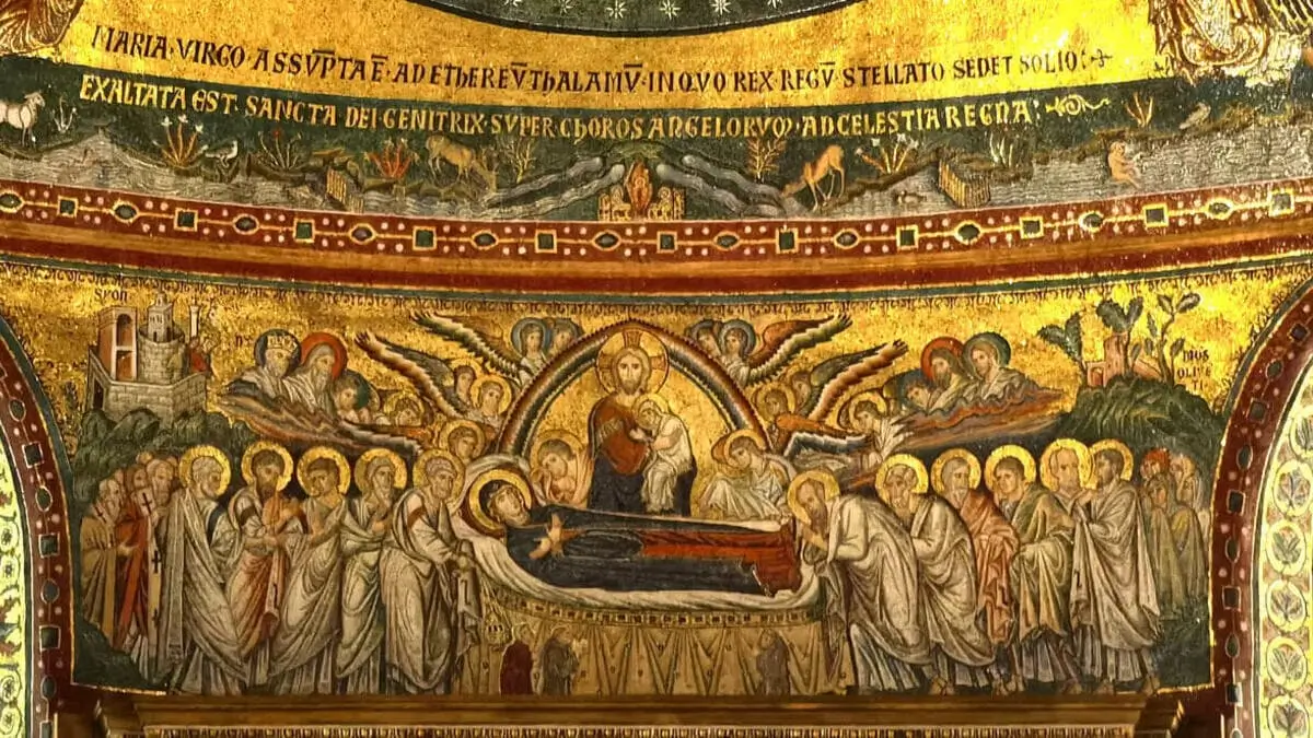 Mosaico della Dormizione della Vergine, Jacopo Torriti, 1295-1305, basilica di Santa Maria Maggiore, Roma