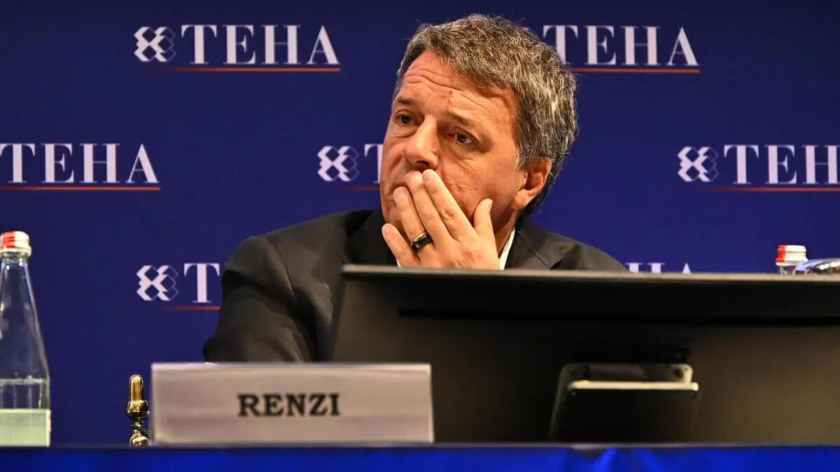 Matteo Renzi, leader di Italia Viva, al Forum Ambrosetti di Cernobbio, 7 settembre 2025 (Ansa)