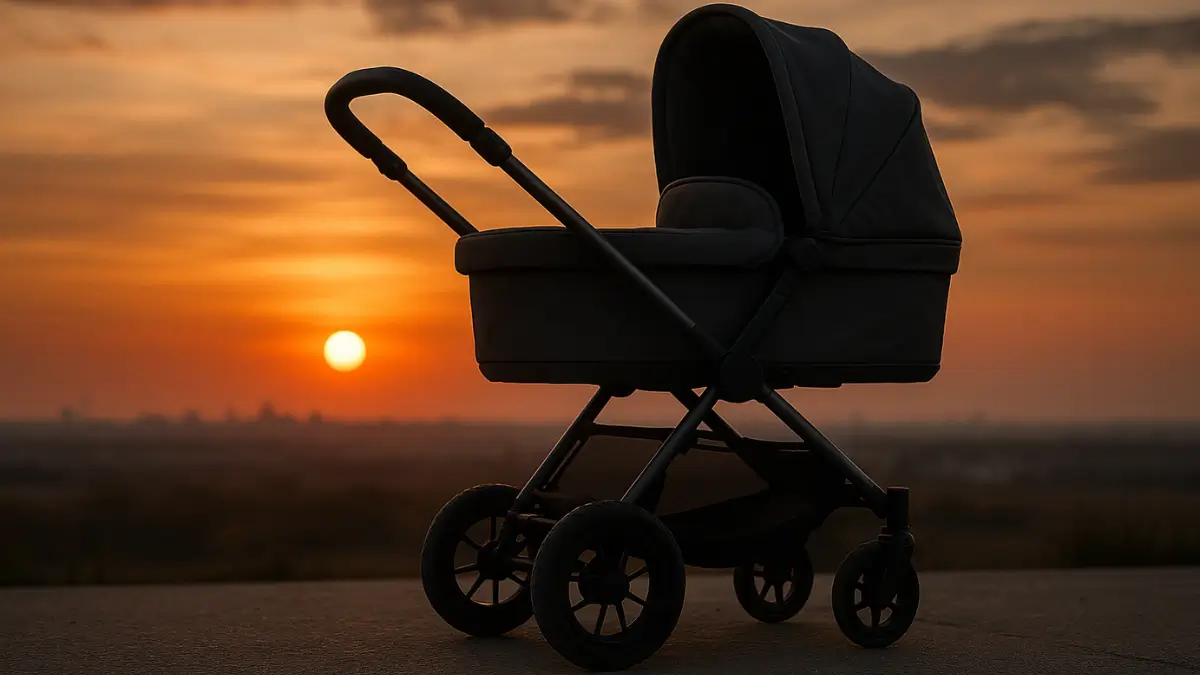 Una culla al tramonto simboleggia la crisi demografica