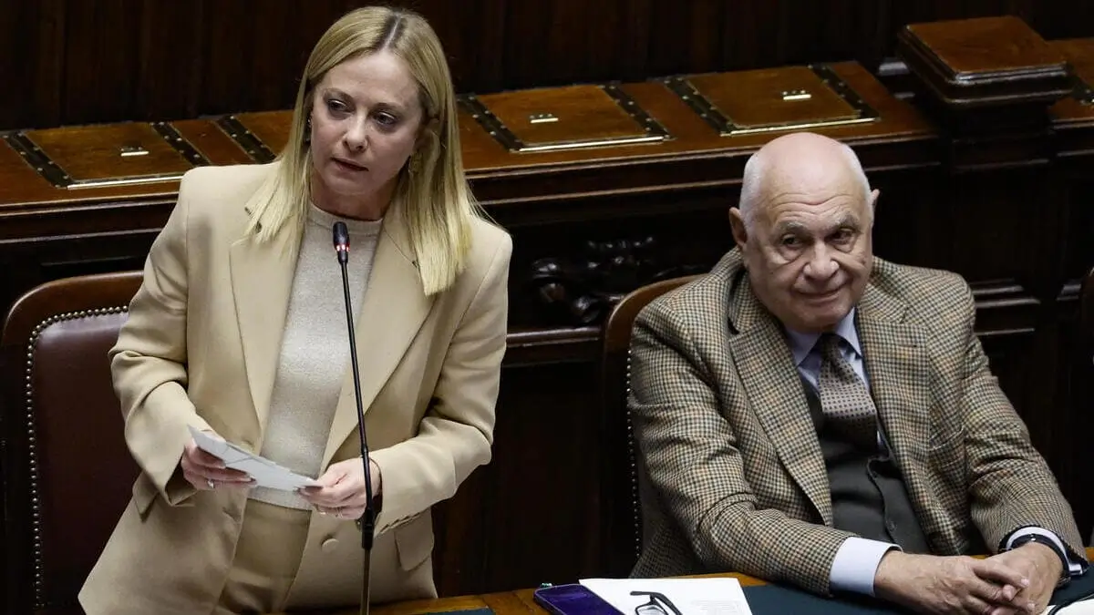 La presidente del Consiglio Giorgia Meloni e il ministro della Giustizia Carlo Nordio alla Camera dei deputati, 22 ottobre 2025