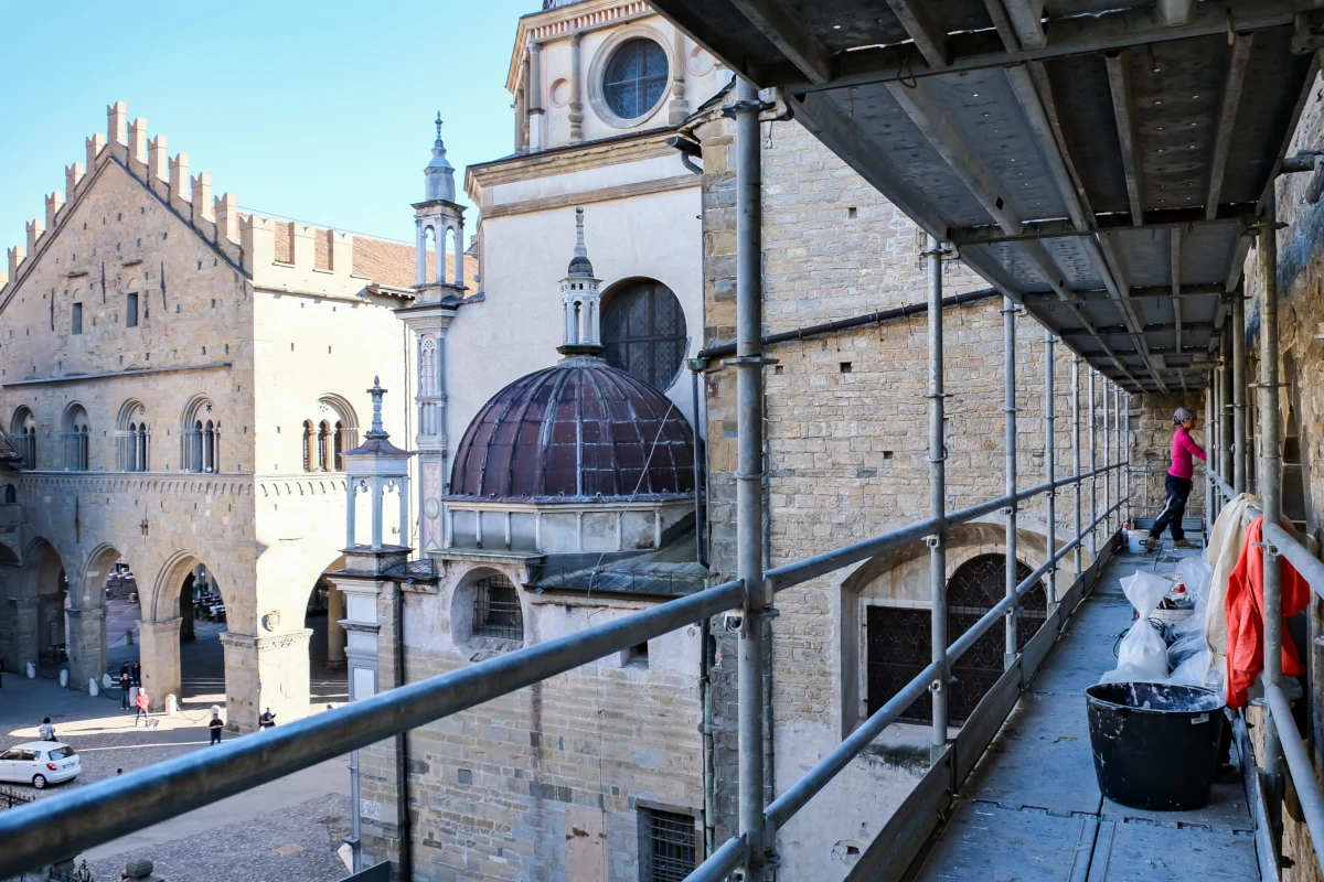 Veduta esterna dal cantiere del nuovo Museo diocesano di Bergamo