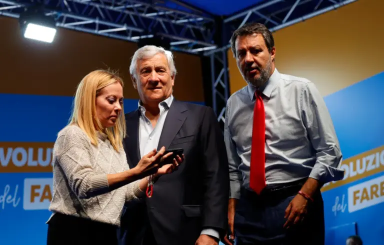 I principali leader del centrodestra e del governo Giorgia Meloni, Antonio Tajani, Matteo Salvini (foto Ansa)