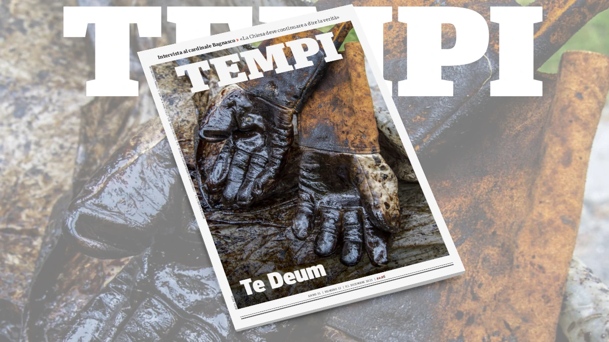 La copertina del numero di dicembre 2025 di Tempi, dedicata al tradizionale Te Deum di fine anno