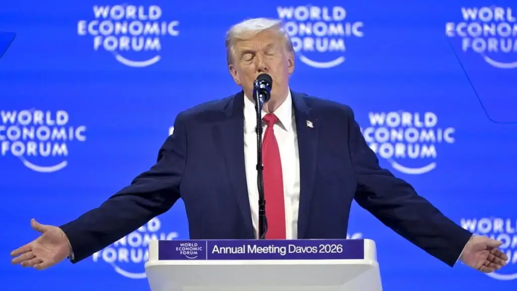 Il presidente americano Donald Trump interviene a Davos