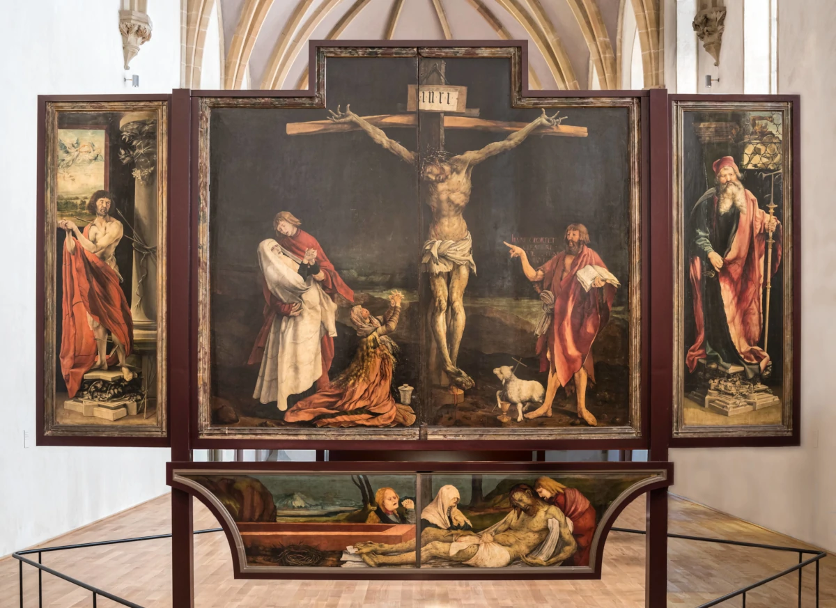 La Crocifissione di Matthias Grünewald facente parte del celebre altare di Isenheim (1513-1515) conservato nel Musée d’Unterlinden a Colmar
