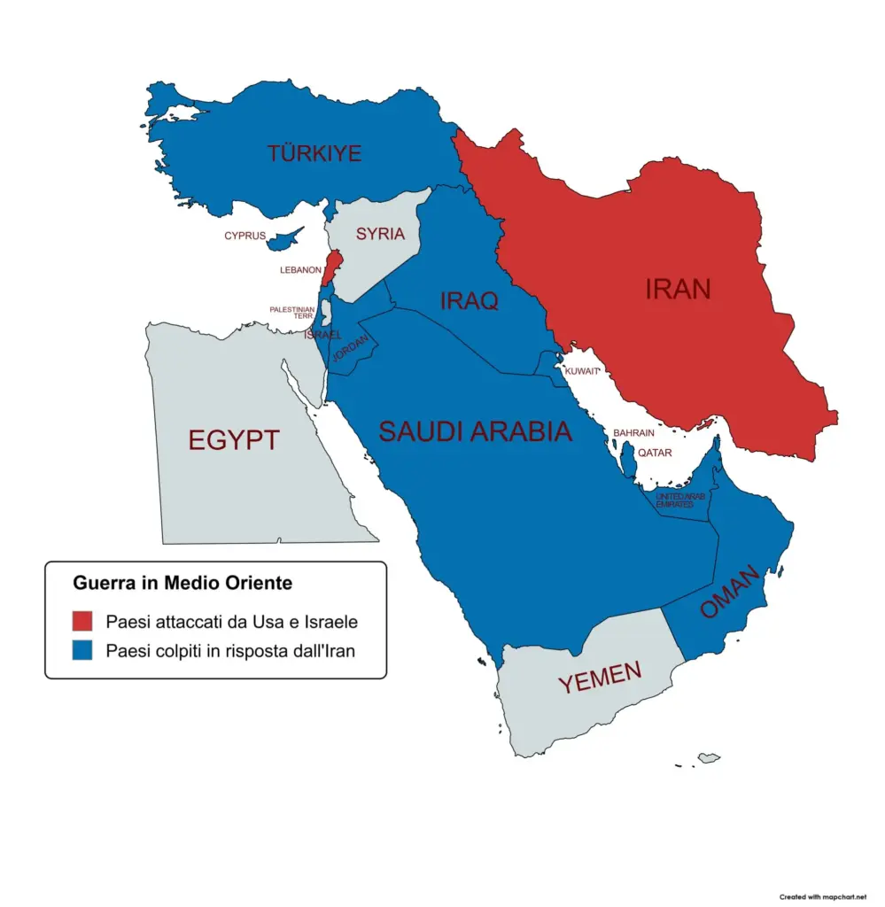 I paesi attaccati da Usa e Israele e quelli colpiti dall'Iran
