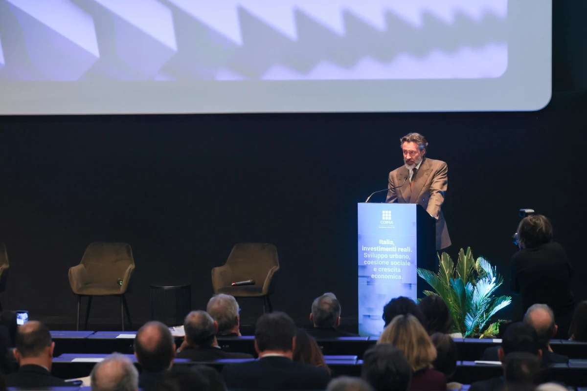 Manfredi Catella, fondatore e Ceo Coima, durante l'evento “Italia, investimenti reali. Sviluppo, coesione sociale e crescita economica”, Roma, 25 marzo 2026 (foto Ansa)
