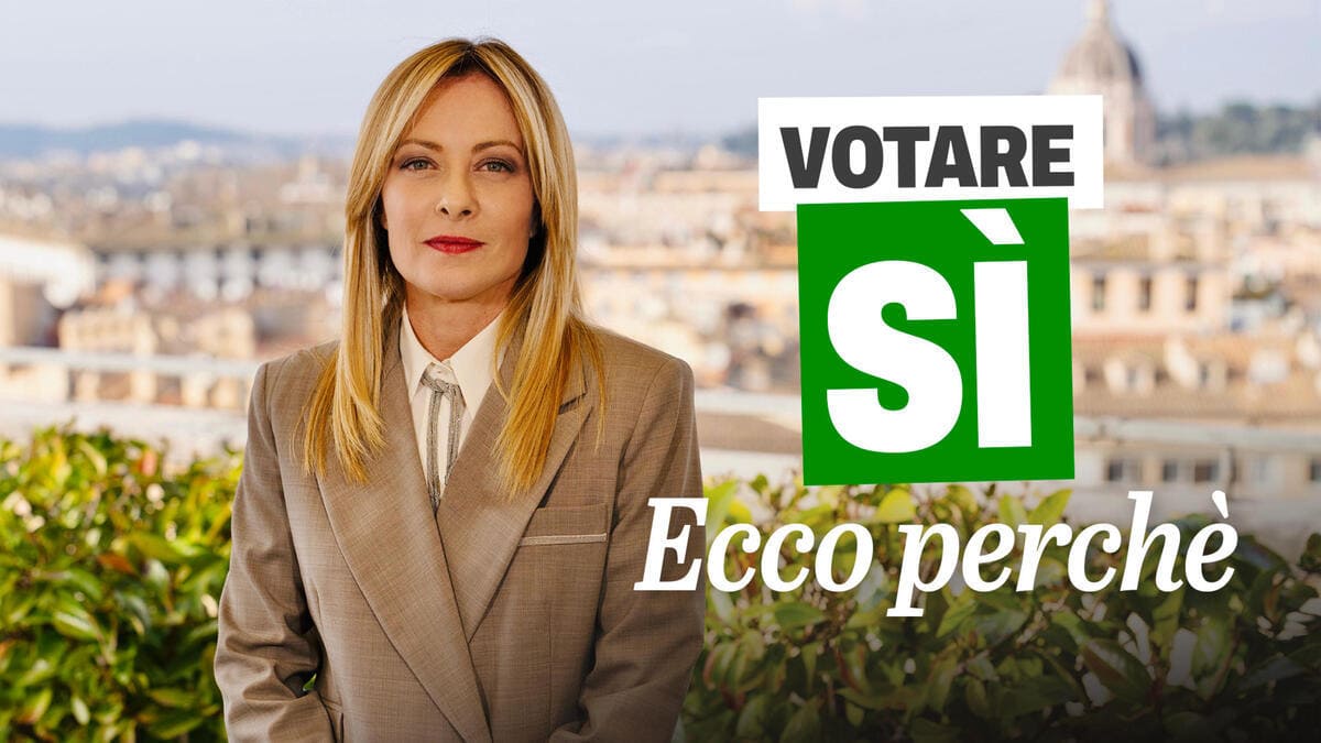 La premier Giorgia Meloni in un frame tratto da un video pubblicato sui suoi social parlando del referendum