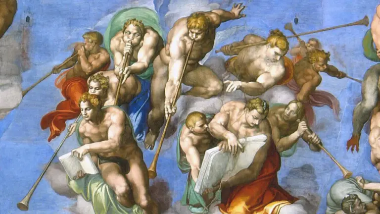 Particolare del Giudizio universale affrescato da Michelangelo Buonarroti nella Cappella sistina